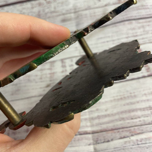 Vintage 4" Painted Brass Jerusalem Napkin Holder