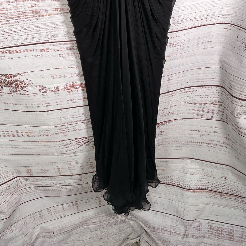 Tadashi Shoji Paillette Black Lace & Tulle S/S Gown Maxi Dress w/ Slip Size 0