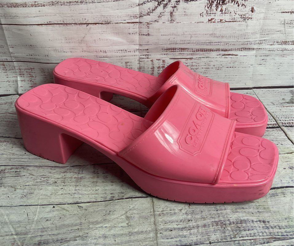 Coach Scarlett Rubber Sandals Pink 10