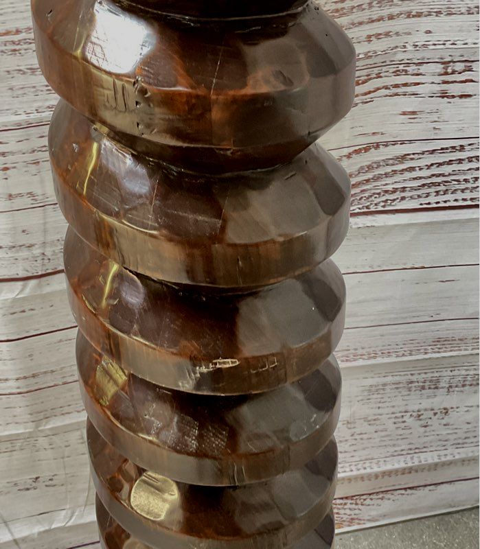 French Wine Screw Style Turned Wood 67" Floor Lamp Brown