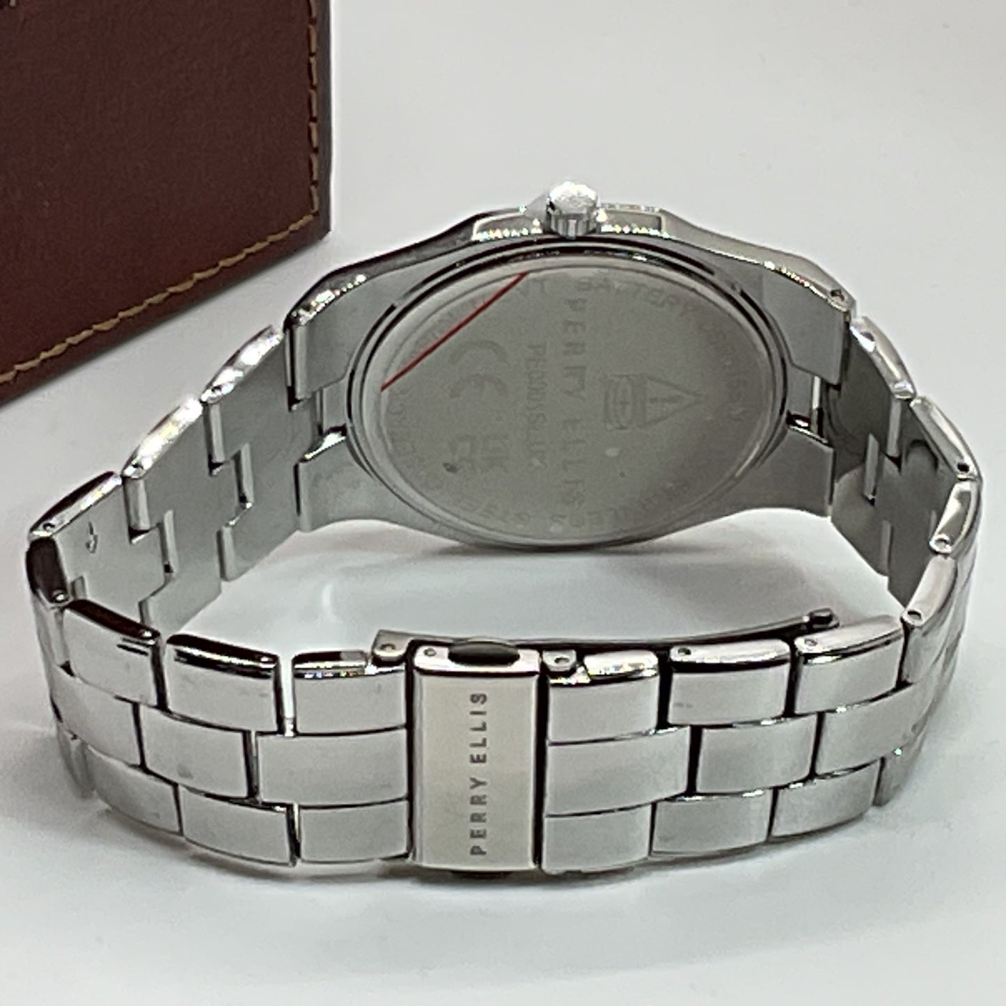 NOB PERRY ELLIS Ultra Thin Diamond Accent Men's Stainless Watch- 7.75"