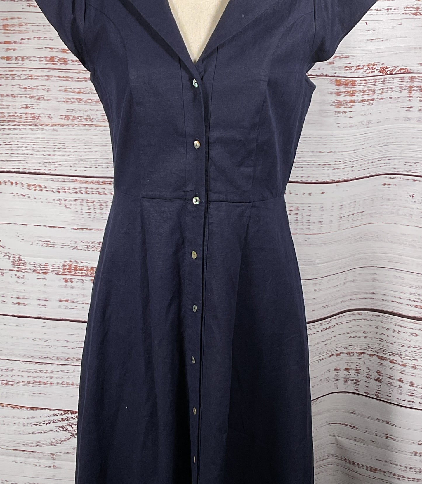 Misa Los Angeles Linen Almaz Midi Dress Navy S