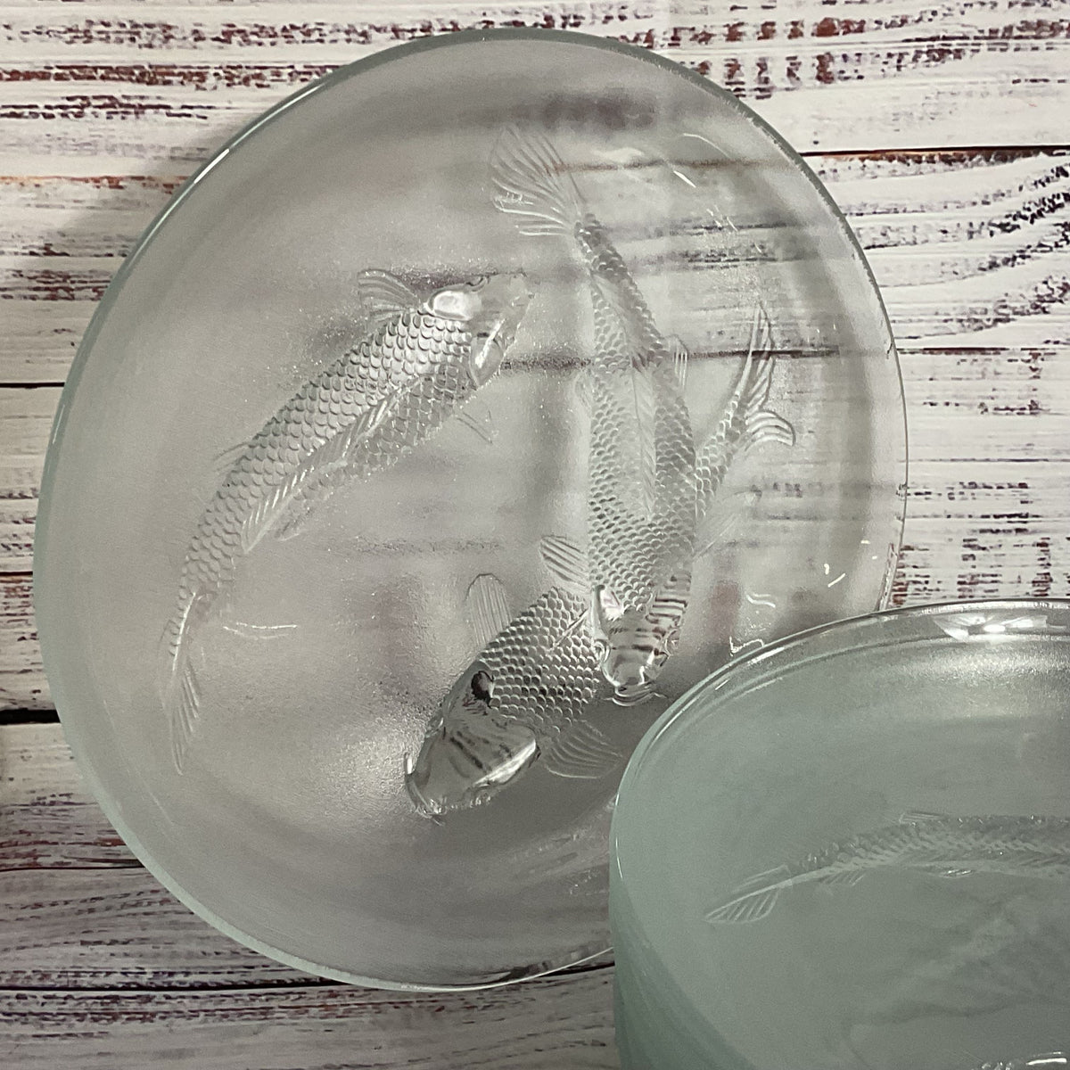 VTG. FIRNA Indonesia Koi Fish 9" Glass Plates