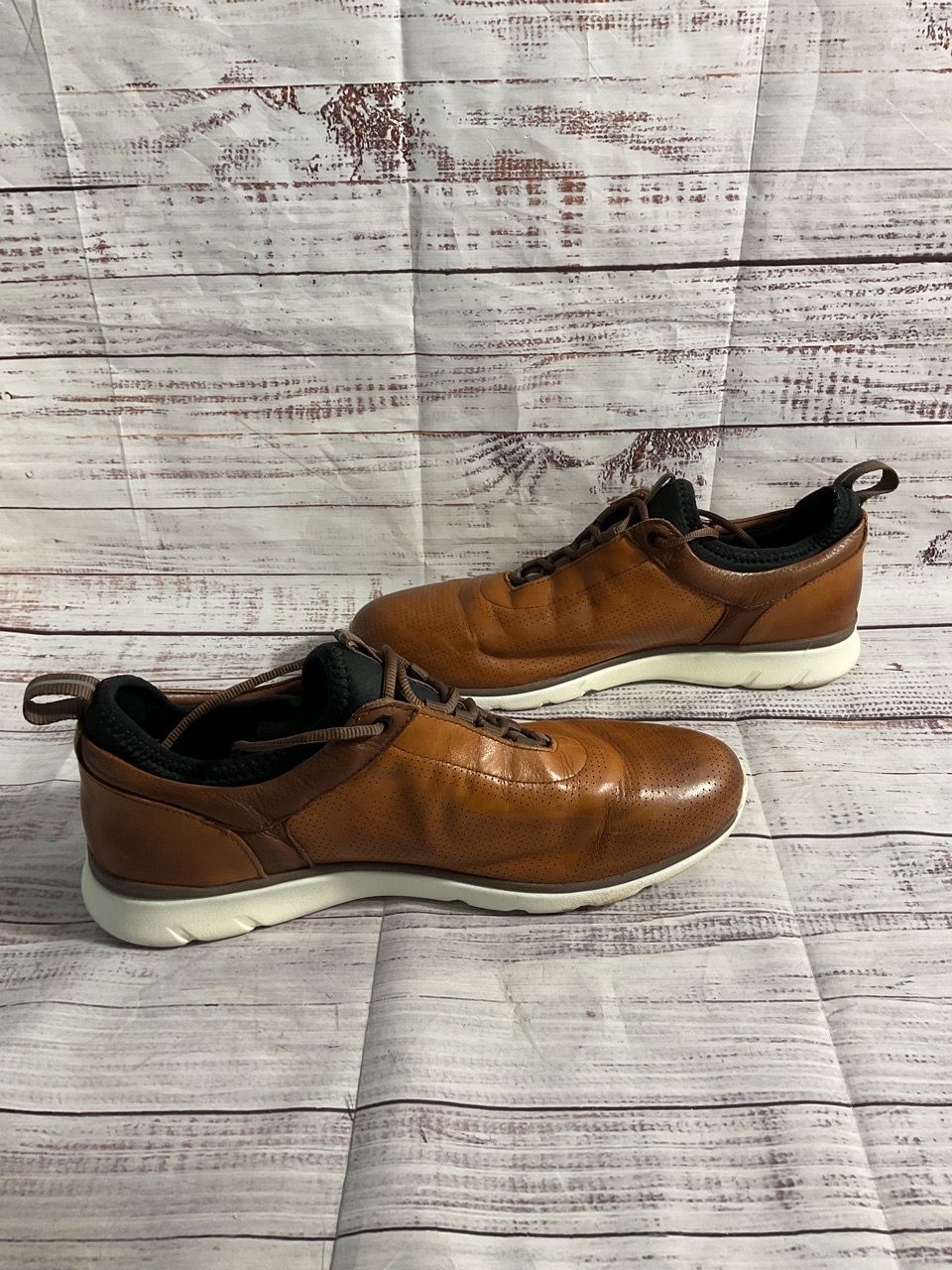 Johnston & Murphy Men's XC 4 Dual Width Sheepskin Brown Lace Up Shoes Size 13M