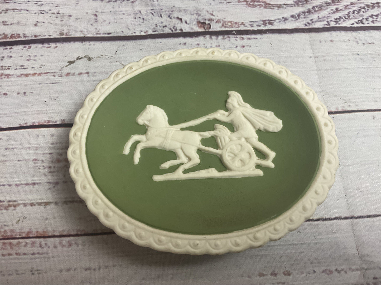 Wedgwood Set Of 2 Green Jasperware Trinket Dishes Wall Decor
