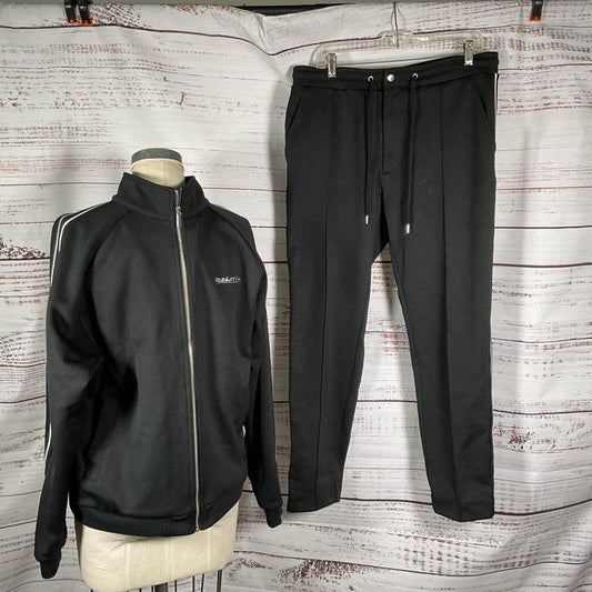 MITCHELL & NESS Jasper Knit Men's Black Jacket & Drawstring Pants- SZ L