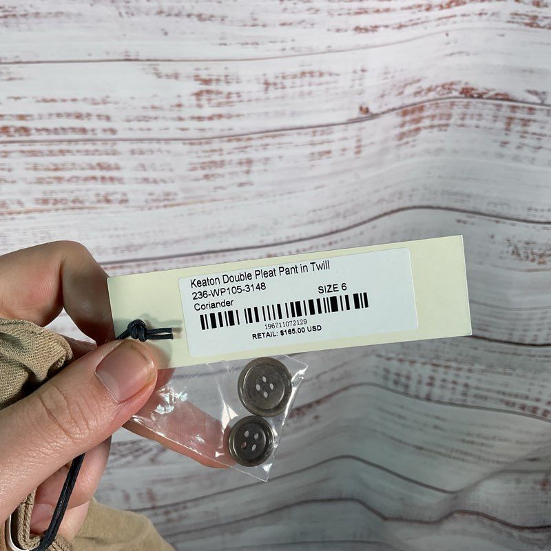 NWT Alex Mill Keaton Double Pleat Coriander Tan Twill Pants - Size 6