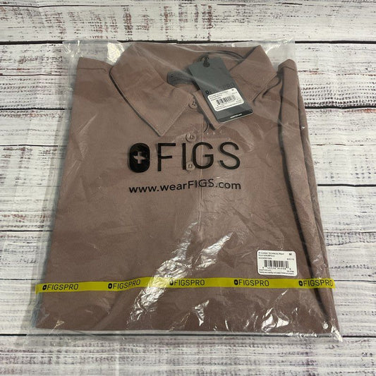 NWT Figs Pro Classic Technical Ella Pique Scrub Polo in Brown - Size M