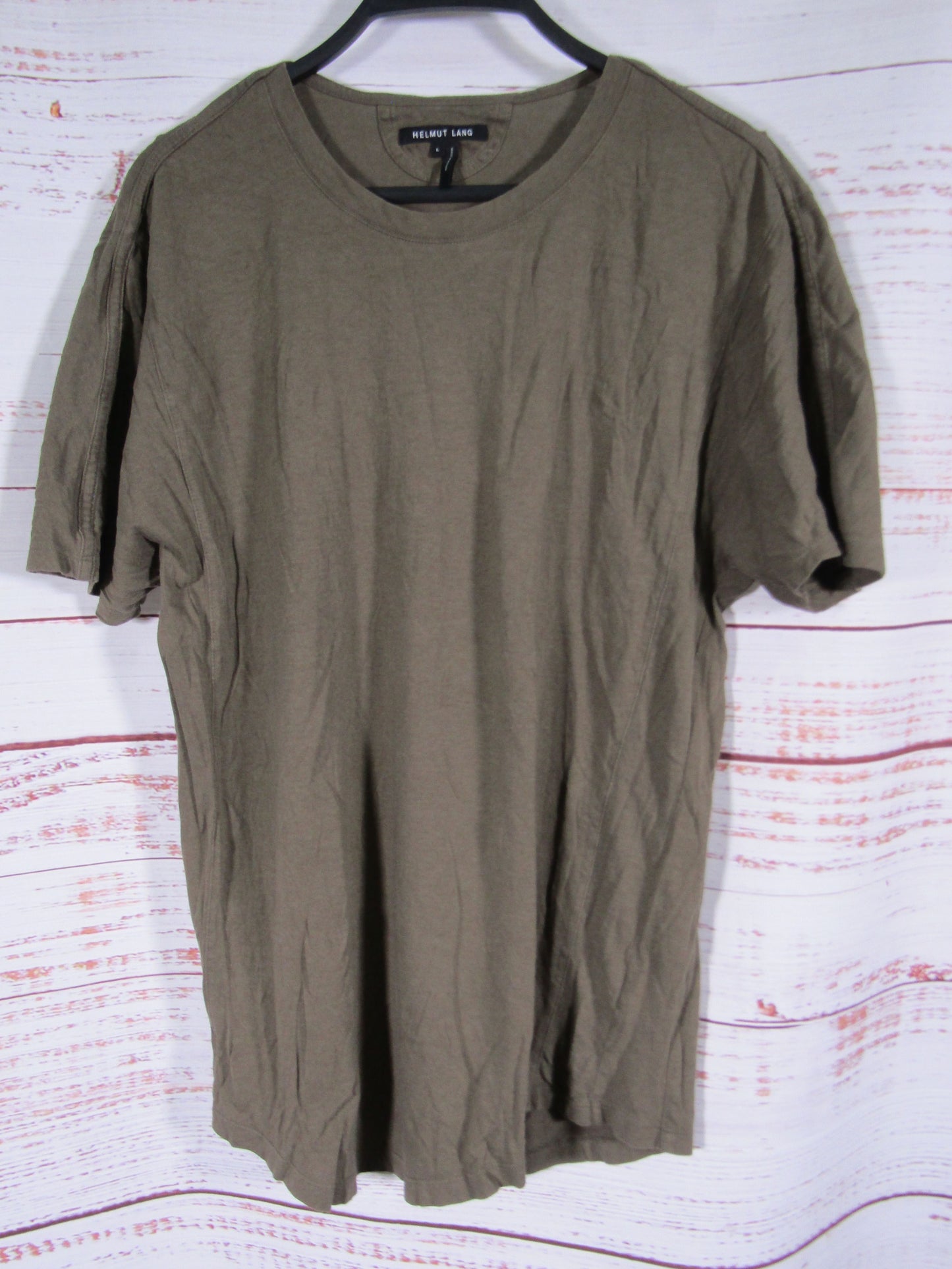 Helmut Lang Women's Olive Drab Short Sleeve Crew Neck T-Shirt Size S