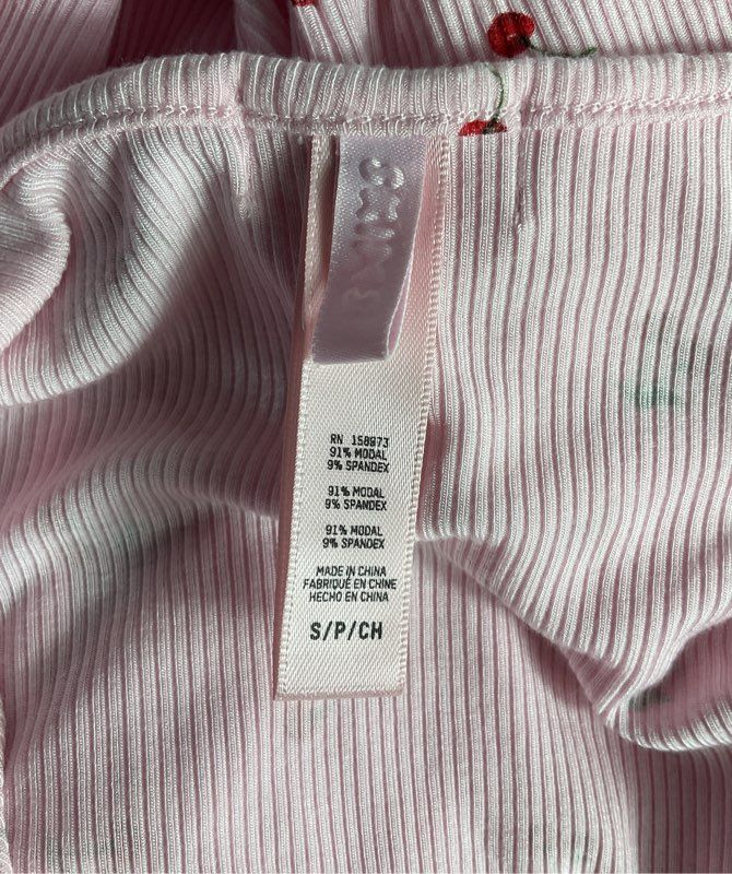 Skims Soft Lounge Long Slip Cherry Print Dress Pink S