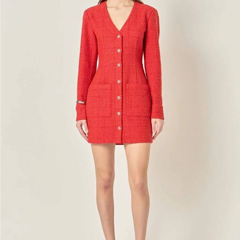 NWT Women's Endless Rose Textured Button Down Dress Size XS