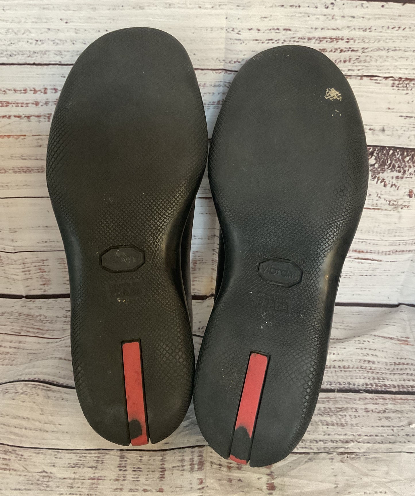 Prada Vintage Leather Toggle Moc Clip Loafers Black 7.5