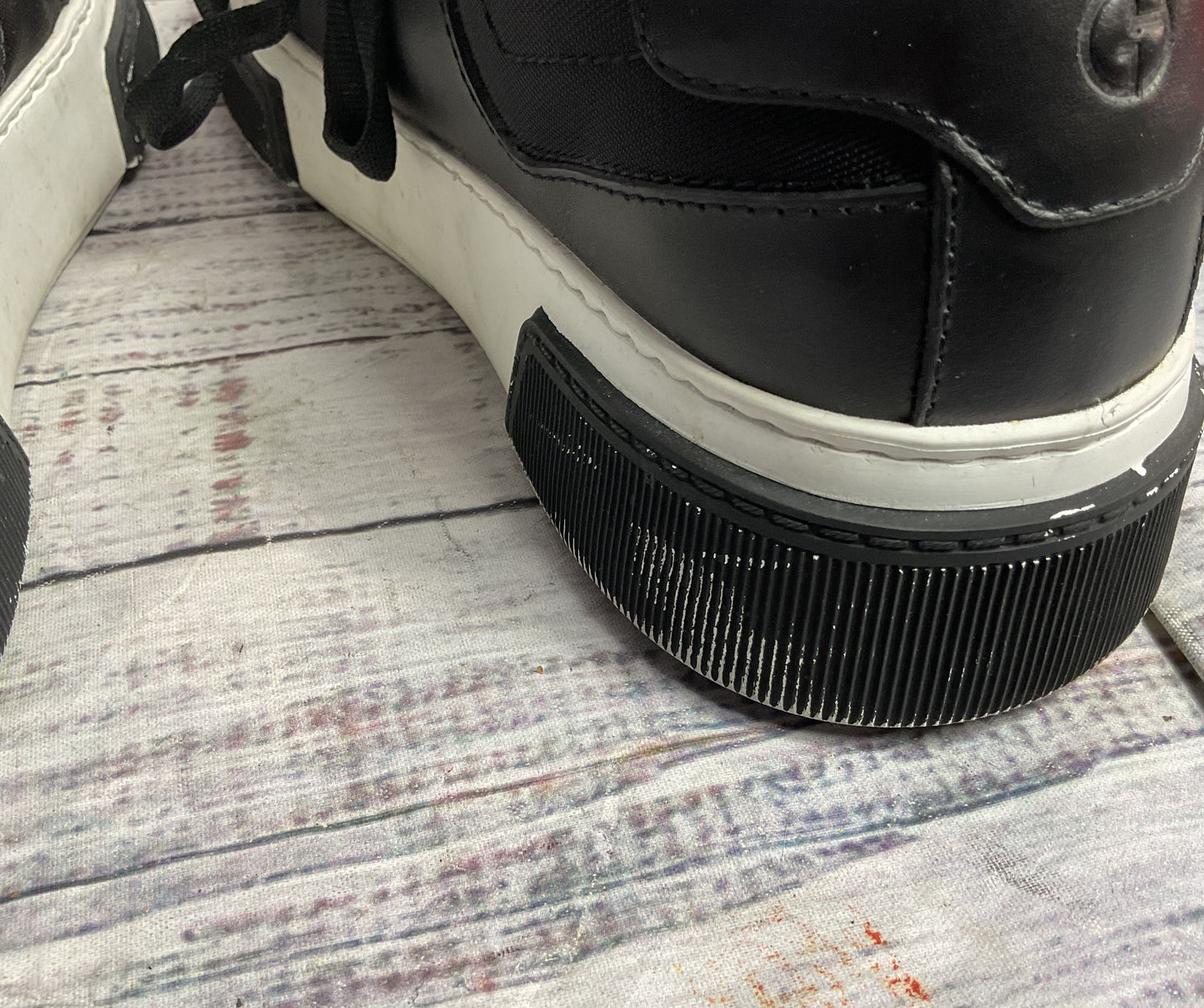 Giorgio Armani Men's Logo-Embellished Leather Sneakers Black 6.5