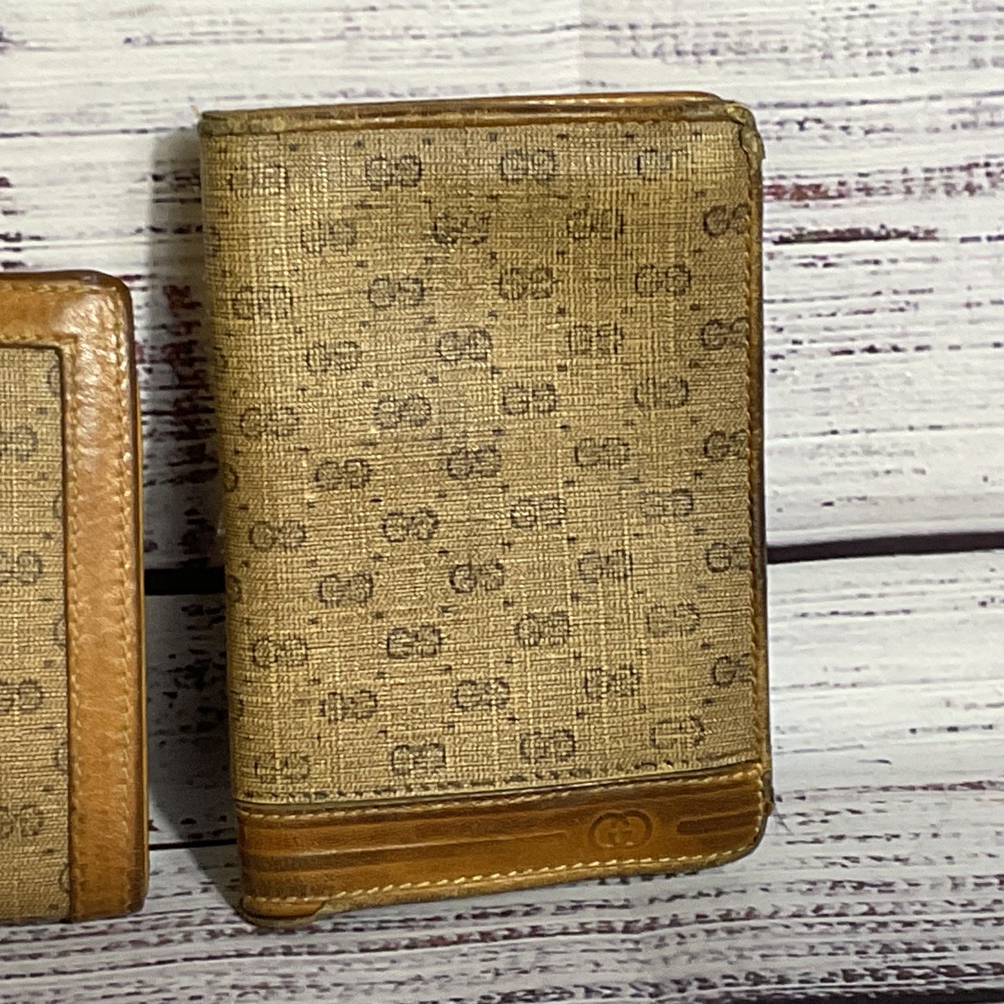 Set of 2 VTG. GUCCI Micro GG Monogram Bifold CC, Coin Wallet & CC Bifold Wallet