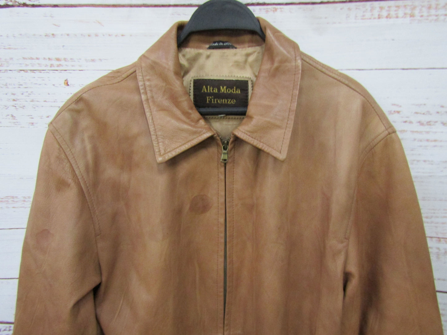 Vintage Alta Moda Men's Distressed Brown Leather Blazer Jacket Made in Italy