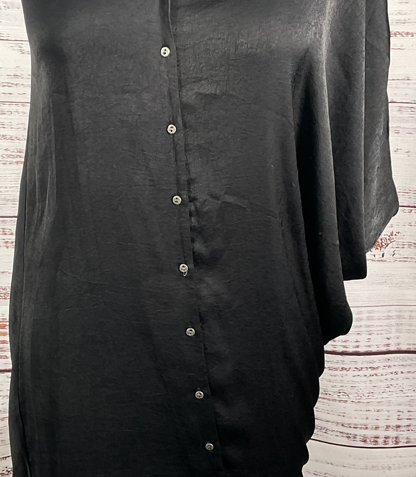 Helmut Lang Draped Asymmetrical Long Tunic Top Black P