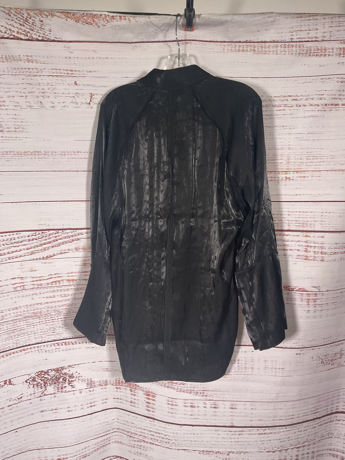 LE Black Sheer Button Up Long Blouse - Size XS