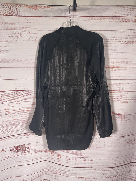 LE Black Sheer Button Up Long Blouse - Size XS