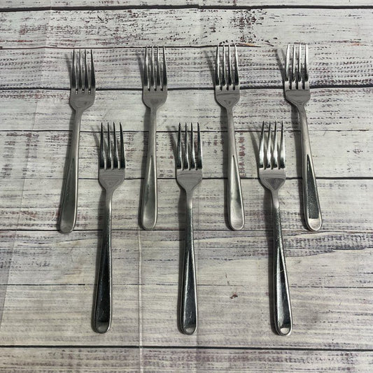 Set Of 7 Gibson Stainless Steel Minimalist Forks