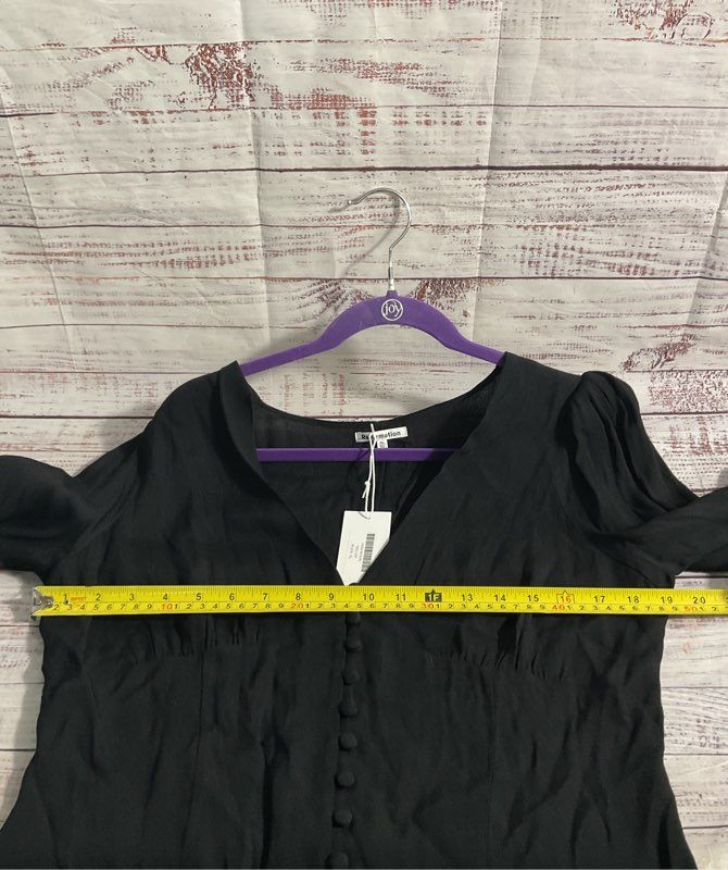 NWT Reformation Women's Black Viscose Blend V-Neck Long Sleeve Blouse Size XL