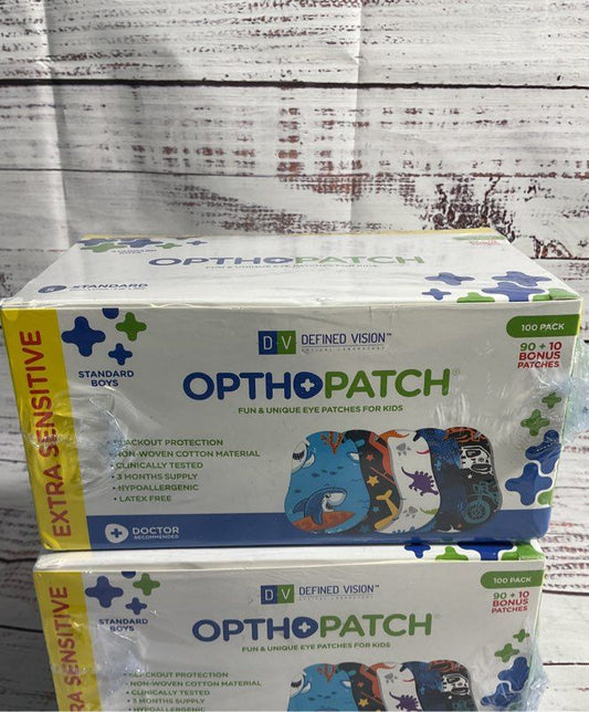 2 Opthopatch Eye Patches for Kids - Extra Sensitive Adhesive - Boys 100 Pack