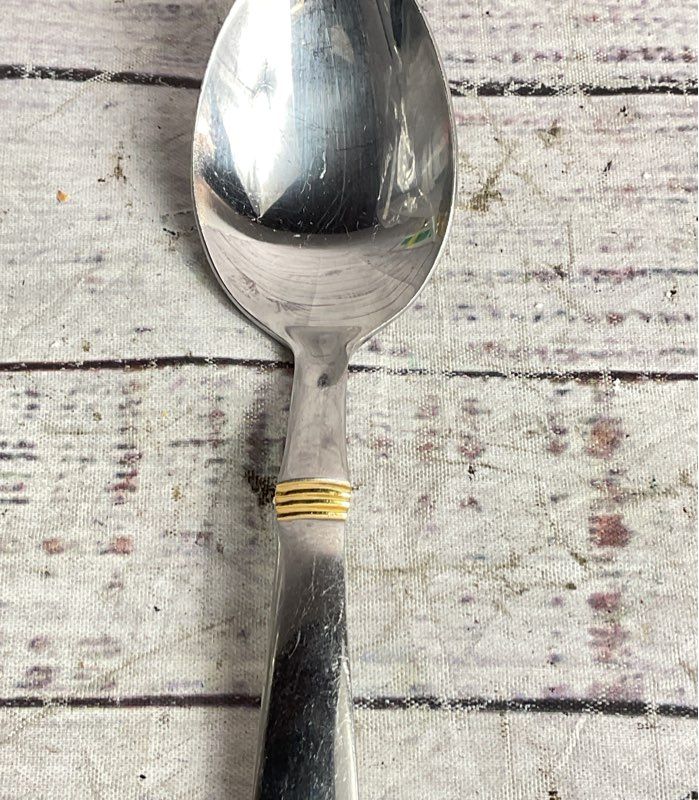 Cambridge Silver Modern Metro-Gold Accent Lot of 31 Big Spoons Stainless Steel