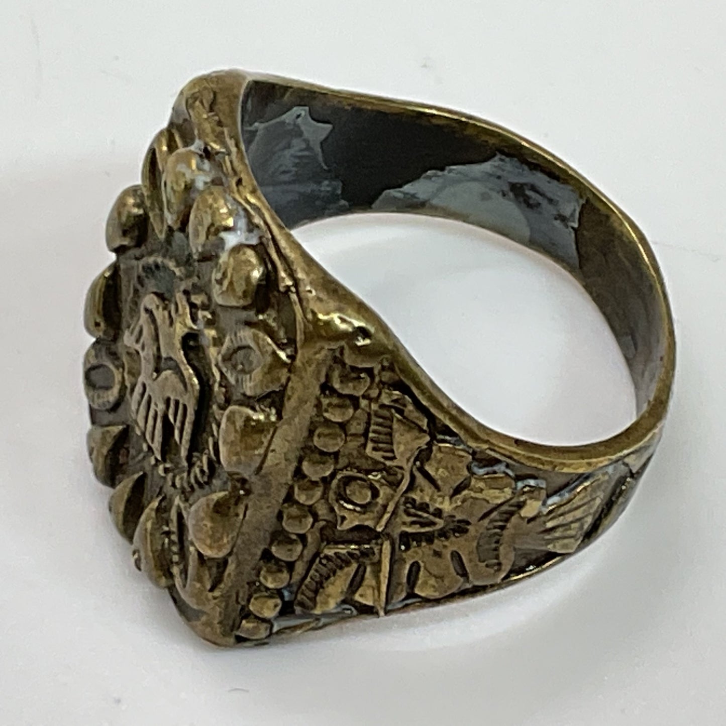VTG. FRED HARVEY Style Brass Native American Thunderbird SZ 10.75 Ring