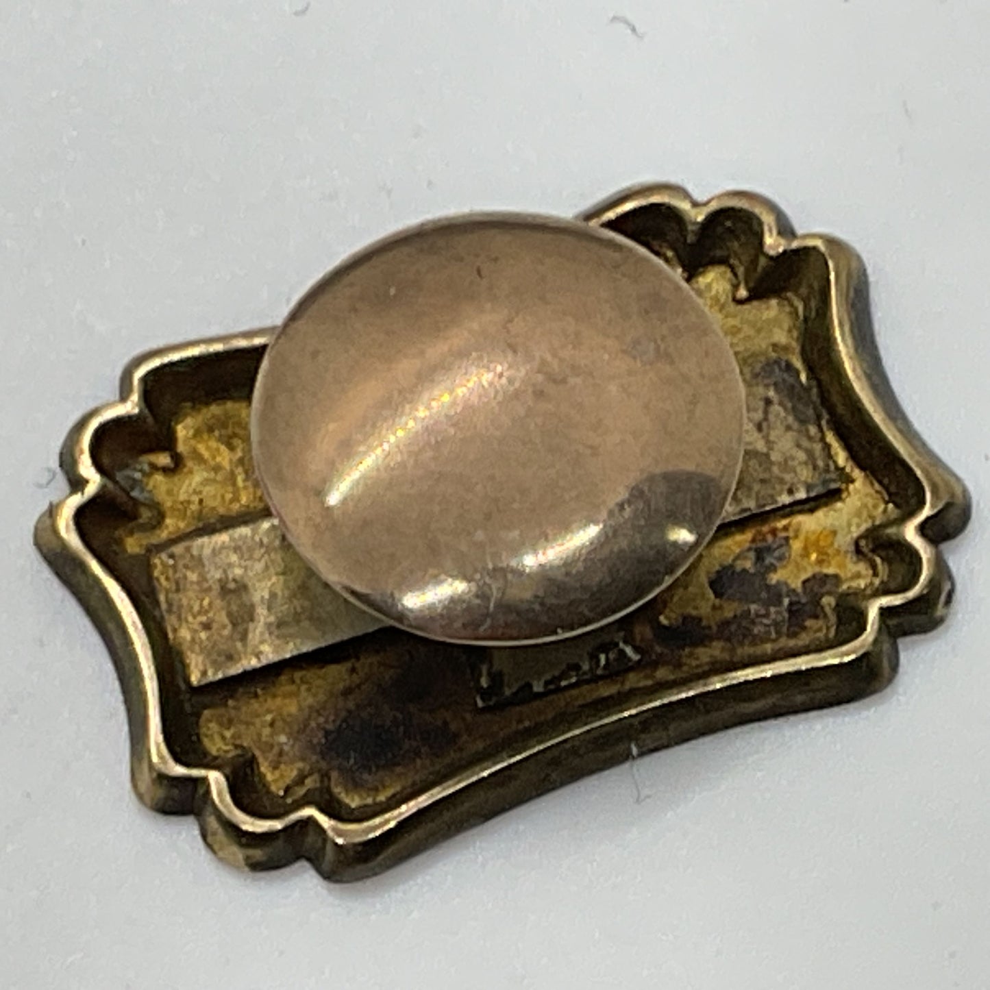 ANTIQUE Brass Victorian Engraved SINGLE Cufflink