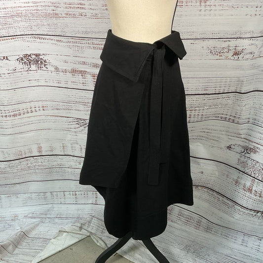 A.L.C. Mackenzie Black Linen Blend Belted Asymmetrical Wrap Skirt - Size 4