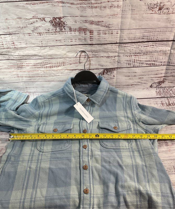 NWT Outerknown Women's Blue Plaid Blanket Flannel Button Up Long Sleeve Size S