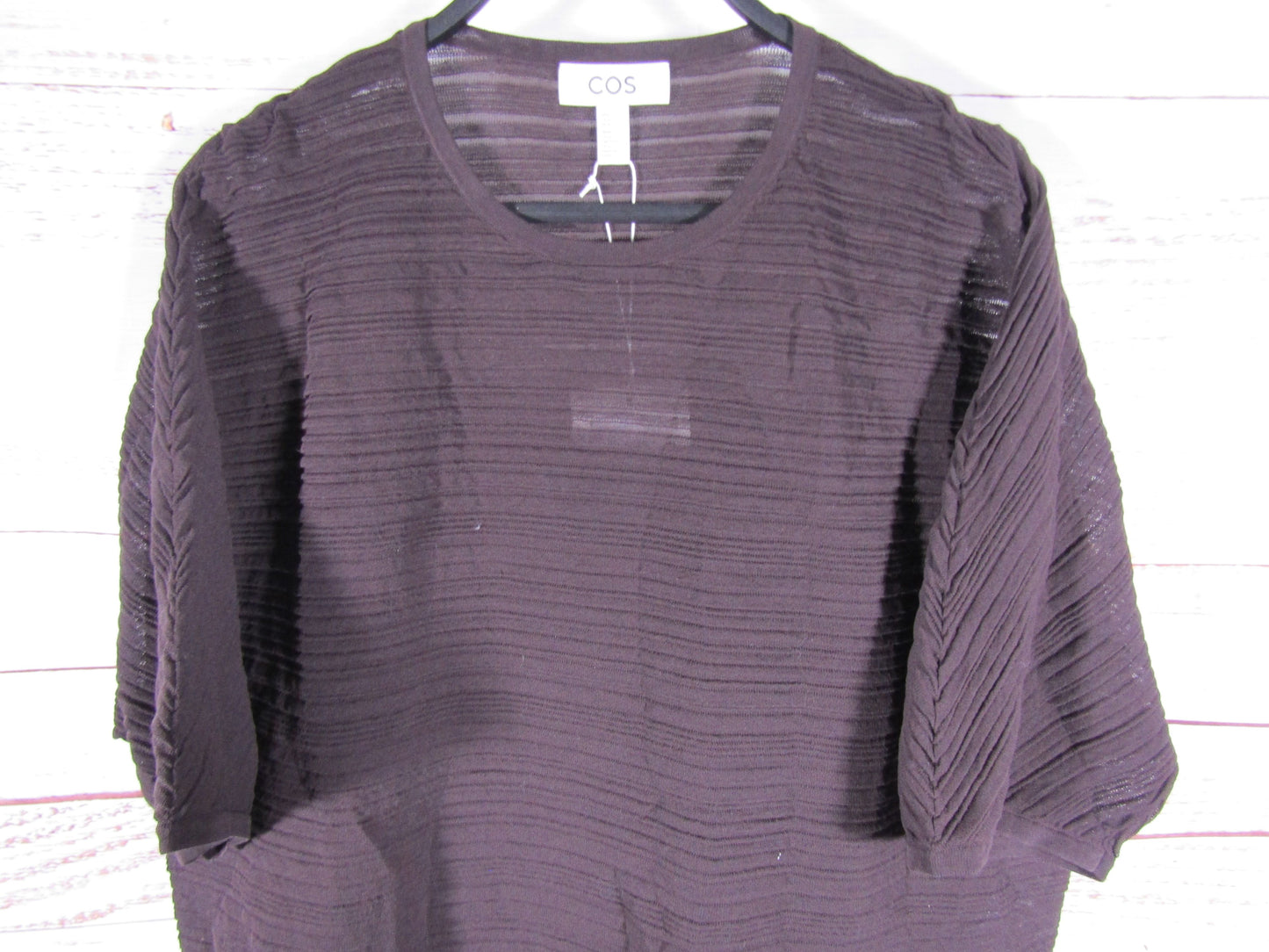 COS Women's Brown Pleated Knit Mini Dress Size M