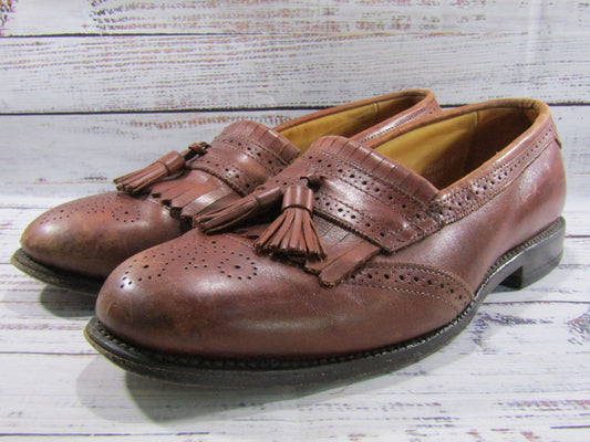 Allen Edmonds Bridgeton Men's Brown Leather Kiltie Tassel Loafers Size 8.5 E