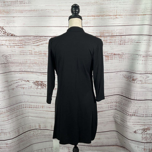 NWT Marcella Moda Black Faux Wrap Tunic Casual Dress Measurements in Desc.