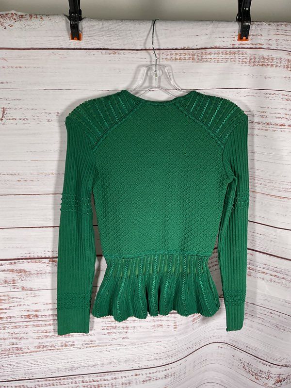 Paola Bernardi Women's Sarah Mixed-Knit Raglan Sleeve Peplum Top Size S