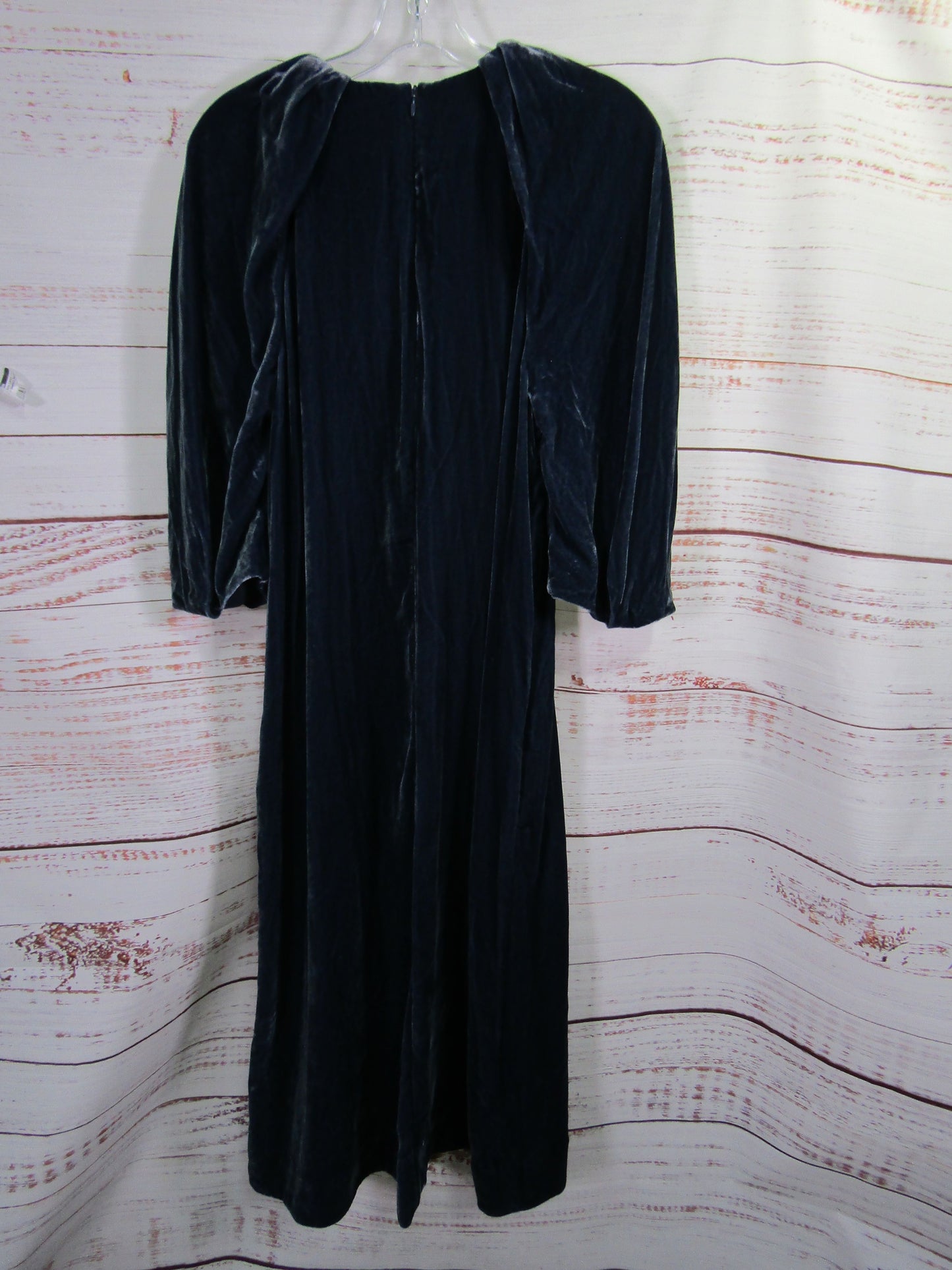 COS Women's Navy Blue Silk Blend Velvet Puff Sleeve Dress Size 8