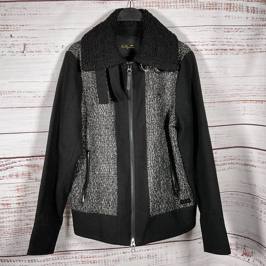 A. TIZIANO Men's Black Gray Tweed Zip Up Jacket- SZ M