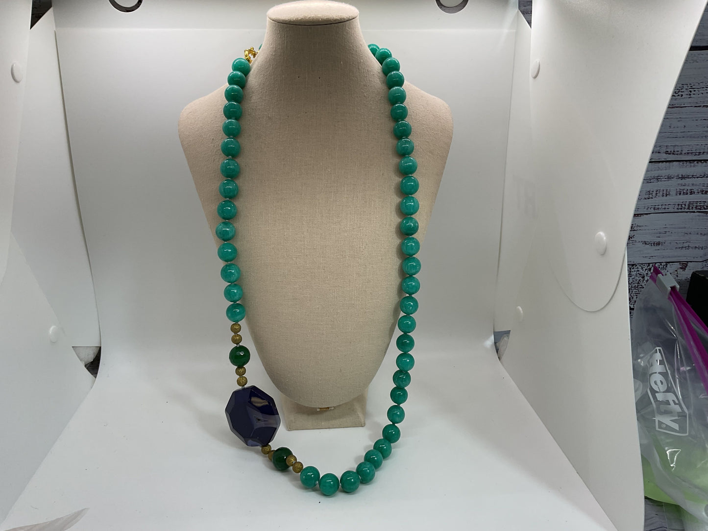 Multi Gemstone Beaded Chuncky Necklace- 37"