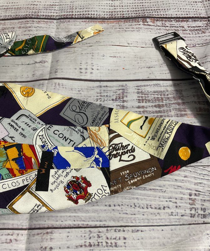 1994 Nicole Miller Silk Wine Chardonnay Wineries Cummerbund & Bowtie With Box