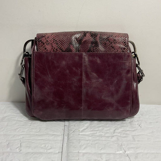 Badgley Mischka Coralie Snake Print Purple Burgundy Satchel/Top Handle Bag Purse