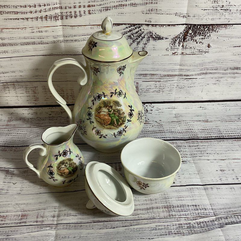 VTG. KAHLA Madonna Iridescent Tea Set (Teapot, Creamer, Sugar Bowl)