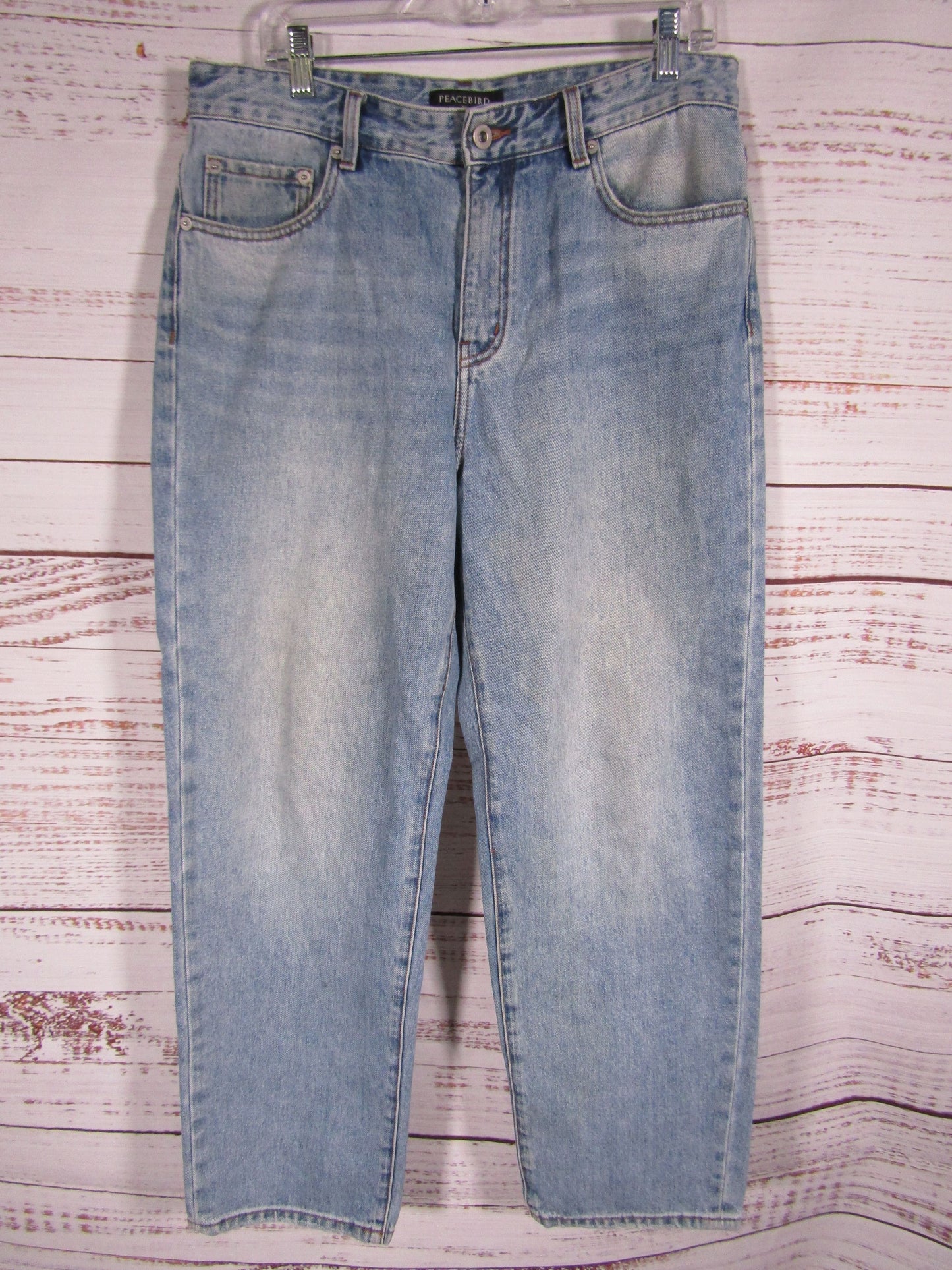 Peacebird Men's Blue Gradient Washed Wide-Leg Jeans Size 34