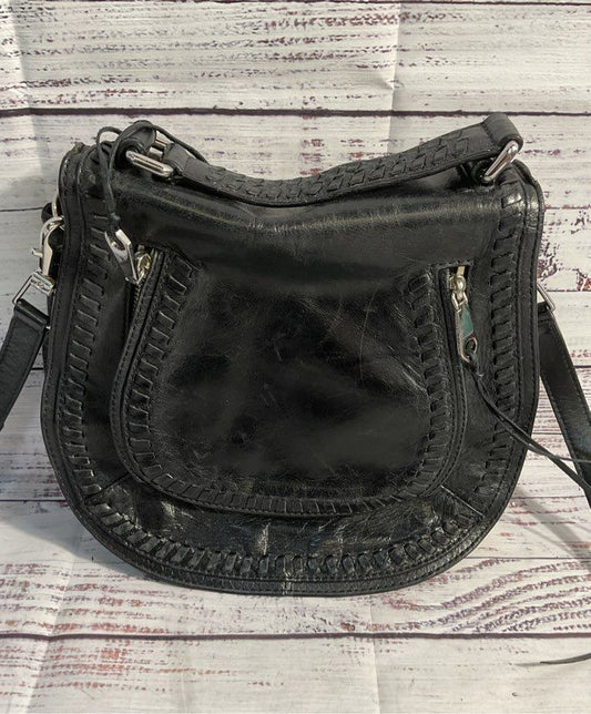 Rebecca Minkoff Black Leather Vanity Saddle Tassel Large Crossbody Bag