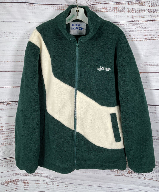 Aelfric Eden Men's Green Patchwork Sherpa Coat Jacket Size L