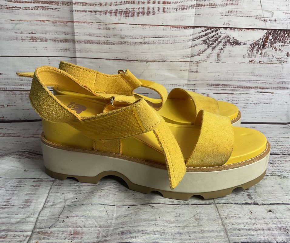 Sorel Joanie IV Y Strap Wedge Sandals Yellow 9