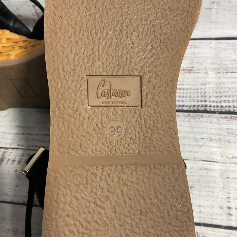 Castaner Black Suede Basketweave Platform Sandal Women's Size 7.5