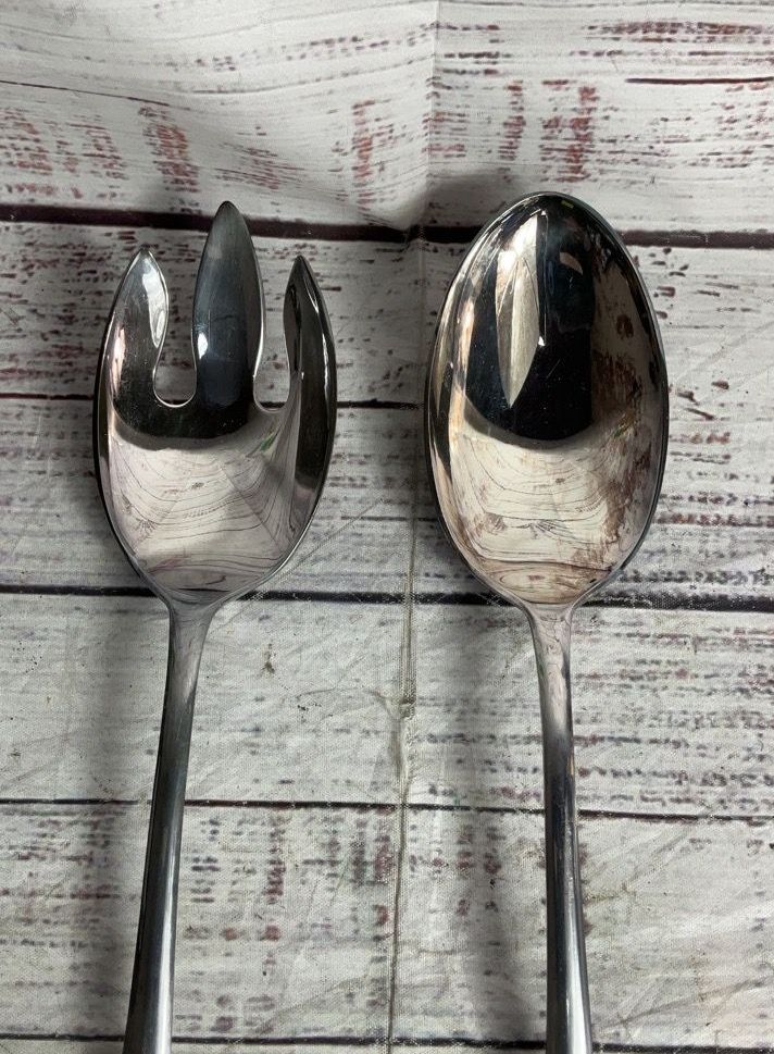 Godinger Buffet 13" Serving Spoon Fork Set Silverplate