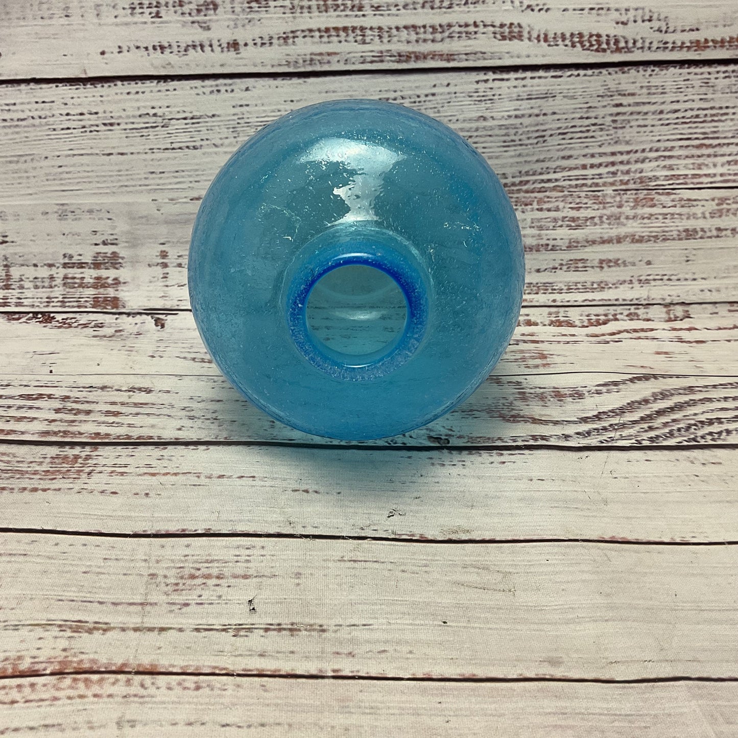 Light Blue Glass Small Bubble Vase 6.5"