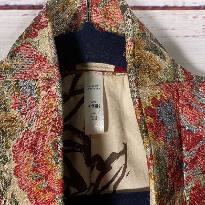Massimo Alba Multicolor Metallic Floral Shawl Lapel Crepe Blazer Size in Desc.
