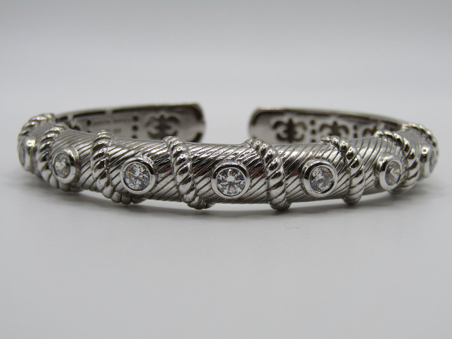 Judith Ripka Sterling Silver Cable Hinge Cuff Bracelet