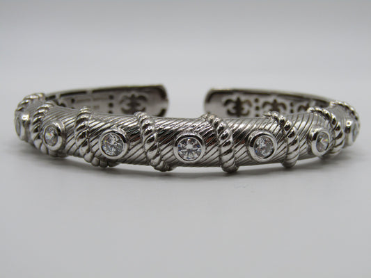 Judith Ripka Sterling Silver Cable Hinge Cuff Bracelet